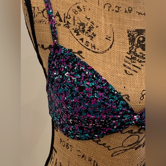 Athleta Black floral bikini Top size medium - Picture 3 of 9